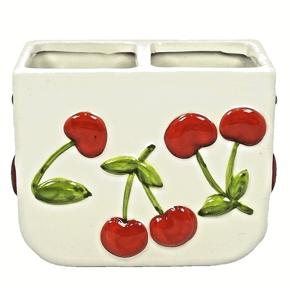 Mayim Cherry Ceramic Toothbrush Holder Bathroom Organizer Retro Cottagecore
